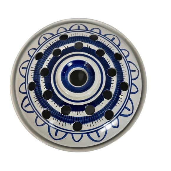 Vintage Delft Holland Flower Frog Pot Holder Blue White Ceramic 1965 - Picture 2 of 5